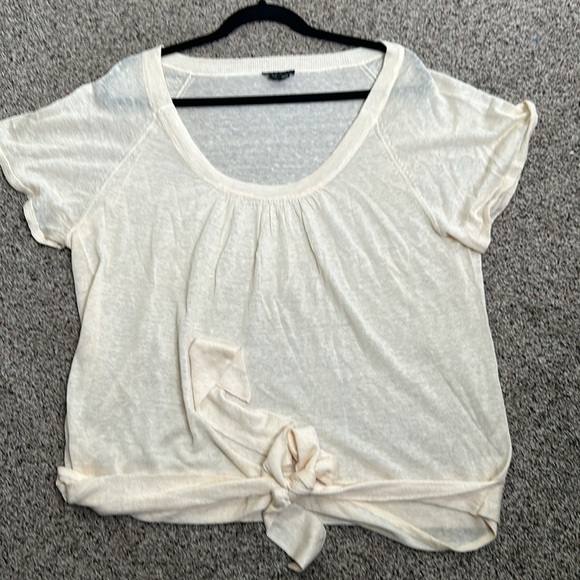 Theory cream beige linen slik top size large - Picture 6 of 6